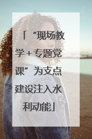 “现场教学＋专题党课”为支点建设注入水利动能