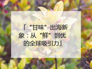 “甘味”出海新象：从“鲜”到优的全球吸引力