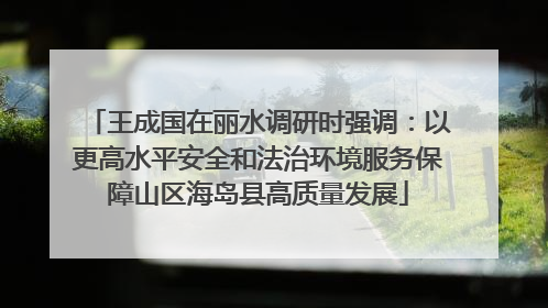 王成国在丽水调研时强调：以更高水平安全和法治环境服务保障山区海岛县高质量发展