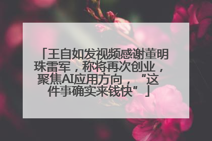 王自如发视频感谢董明珠雷军，称将再次创业，聚焦AI应用方向，“这件事确实来钱快”