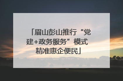 眉山彭山推行“党建+政务服务”模式 精准惠企便民