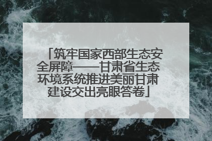 筑牢国家西部生态安全屏障——甘肃省生态环境系统推进美丽甘肃建设交出亮眼答卷