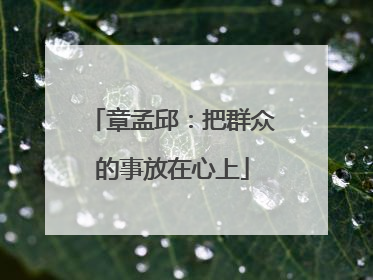 章孟邱：把群众的事放在心上