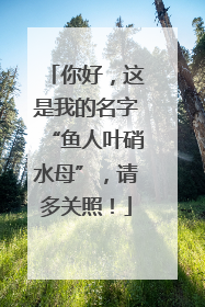 你好，这是我的名字“鱼人叶硝水母”，请多关照！