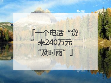 一个电话“贷”来240万元“及时雨”