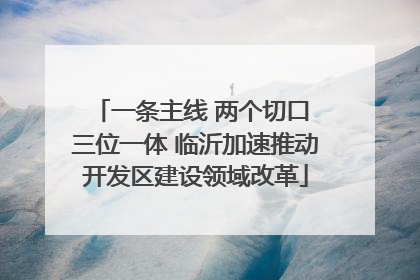 一条主线 两个切口 三位一体 临沂加速推动开发区建设领域改革