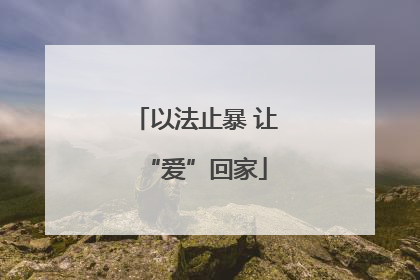 以法止暴 让“爱”回家