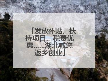 发放补贴、扶持项目、税费优惠……湖北喊您返乡创业