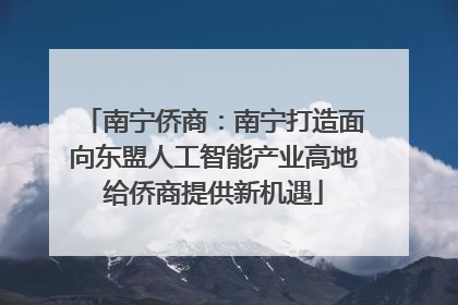 南宁侨商：南宁打造面向东盟人工智能产业高地给侨商提供新机遇