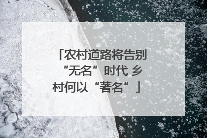 农村道路将告别“无名”时代 乡村何以“著名”