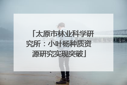 太原市林业科学研究所：小叶杨种质资源研究实现突破