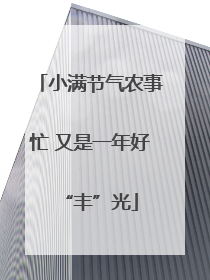 小满节气农事忙 又是一年好“丰”光