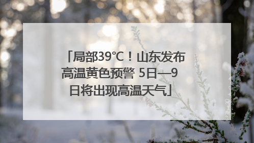 局部39℃！山东发布高温黄色预警 5日—9日将出现高温天气