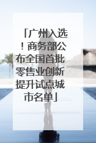 广州入选！商务部公布全国首批零售业创新提升试点城市名单