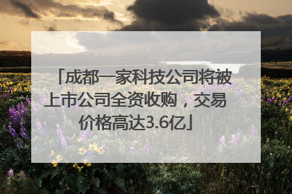 成都一家科技公司将被上市公司全资收购，交易价格高达3.6亿