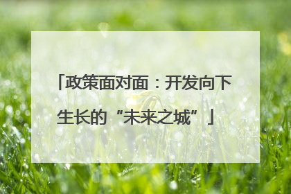 政策面对面：开发向下生长的“未来之城”