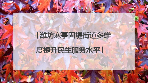 潍坊寒亭固堤街道多维度提升民生服务水平