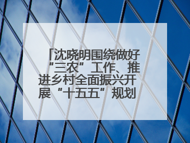 沈晓明围绕做好“三农”工作、推进乡村全面振兴开展“十五五”规划专题调研