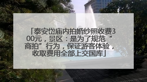泰安岱庙内拍婚纱照收费300元，景区：是为了规范“商拍”行为，保证游客体验，收取费用全部上交国库