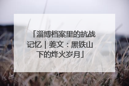 淄博档案里的抗战记忆｜姜文：黑铁山下的烽火岁月