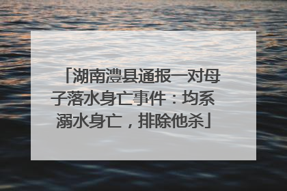 湖南澧县通报一对母子落水身亡事件：均系溺水身亡，排除他杀
