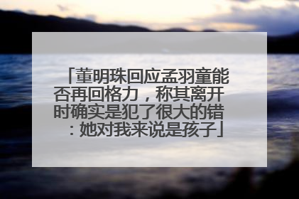 董明珠回应孟羽童能否再回格力，称其离开时确实是犯了很大的错：她对我来说是孩子