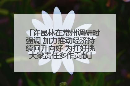 许昆林在常州调研时强调 加力推动经济持续回升向好 为扛好挑大梁责任多作贡献