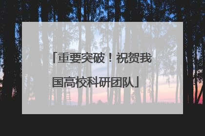 重要突破！祝贺我国高校科研团队