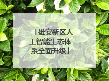 雄安新区人工智能生态体系全面升级