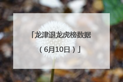 龙津退龙虎榜数据（6月10日）