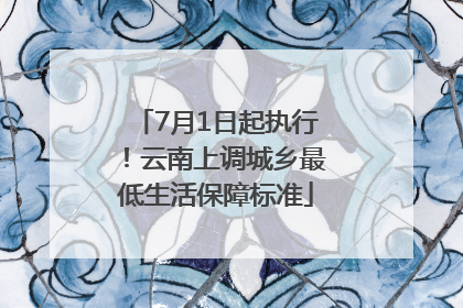 7月1日起执行！云南上调城乡最低生活保障标准
